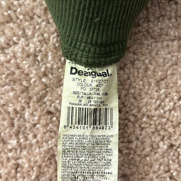 Desigual Felobe skirt army hunter green suspenders embroidered 36 4 6 8 medium L - Picture 2 of 7